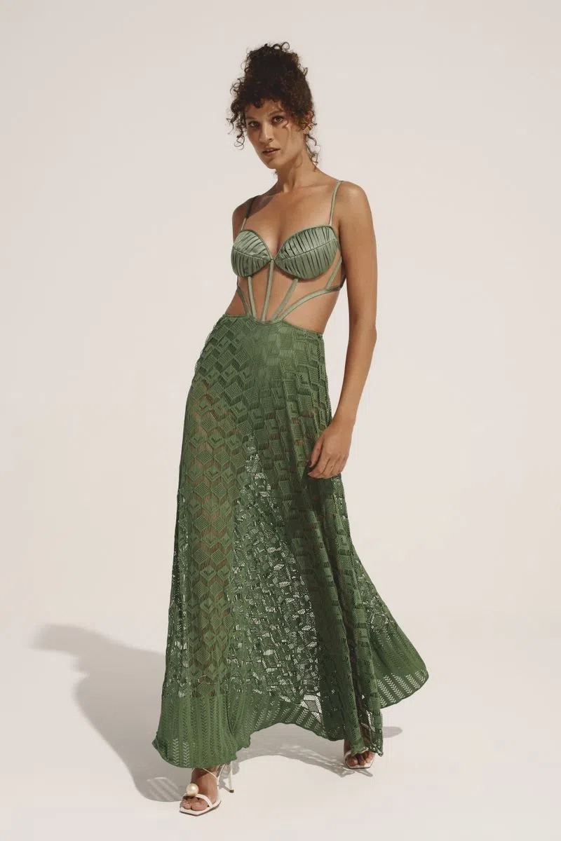 Vestido Viviana tomara que caia corset Verde